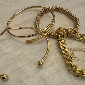 4Pcs Women’s Gold Bangle Should Stacked Set Accessories Jewelry Girls Party